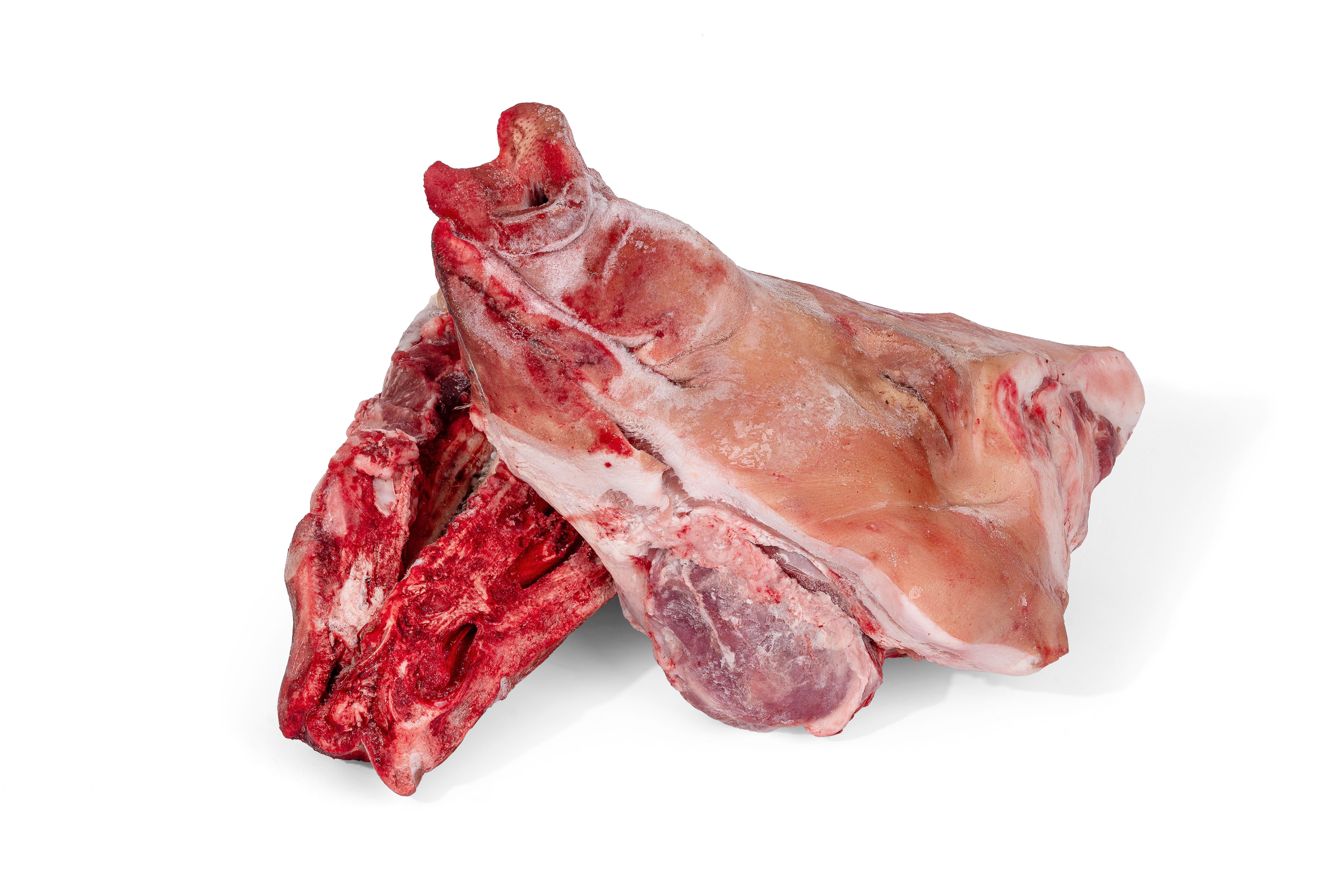 Pork head halves  (ears off)